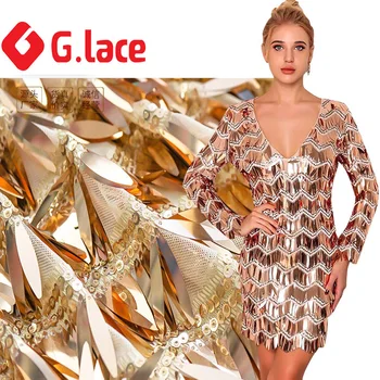 GLace 1Y / lot 6 renk afrika pullu nakış dikiş örgü kumaş moda elbise %100 % Polyester düğün dekorasyon TX1303