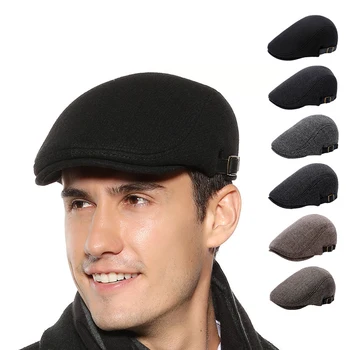 K258 erkek Şık Kapaklar Bere Yün Şapka Açık Sonbahar ve Kış 2021 Yeni Retro Moda Şapka Kap Ressam Şapka Erkek Boynuz