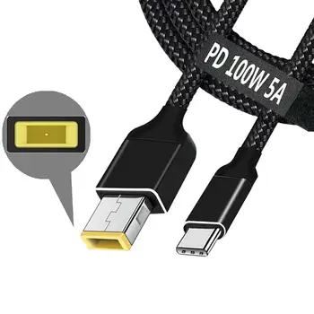 100W USB-C USB İnce Kare Uçlu Kablo, Tip-C PD Şarj Güç Kablosu Lenovo Laptop İçin,65w, 90w, Yoga 2 Pro 13, thinkpad,1.8 m