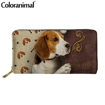 Coloranimal Lüks Marka Kadın pu deri cüzdan Pretty Beagle 3D Baskılı Bayanlar bozuk para cüzdanı Yüksek Kalite kart tutucu Para Çantası