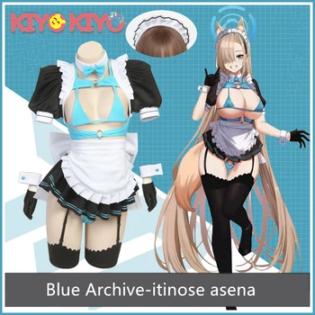 KİYO-KİYO Mavi Arşiv Cosplay Itinose Asena Cosplay Kostüm Anime Itinose Asena JK Hizmetçi Elbise Cadılar Bayramı Kostümleri