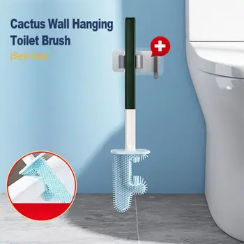 Kaktüs Tuvalet Fırçası Hiçbir Ölü Köşe TPR Kıllar Tuvalet Fırçası Duvar Asmak Temizleme Fırçası Tutucu ile Temizleme Kiti WC Aksesuarları