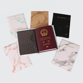 Mermer Tarzı Moda Kadın Erkek Pasaport Kapağı Araba Belgeleri için Pu Deri Seyahat KİMLİK Kredi Kartı Pasaport Tutucu Paket Cüzdan
