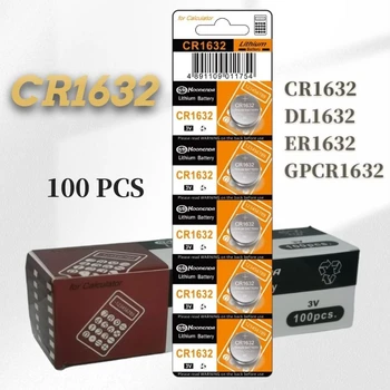 100 adet CR1632 DL1632 3V Lityum Piller Hücre Düğme Düğme Pil Hesap Makinesi Oyuncak Tıbbi Piller
