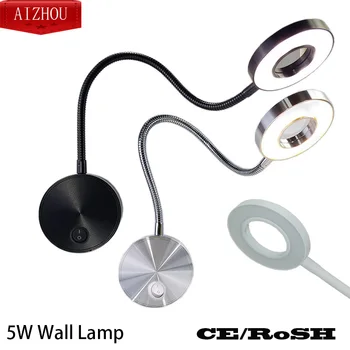 LED Hortumlar Duvar ışık 5W 360 ° Esnek yatak odası anahtarı Led Selfie halka ışık Kapalı duvar Lapms Makyaj Başucu Okuma