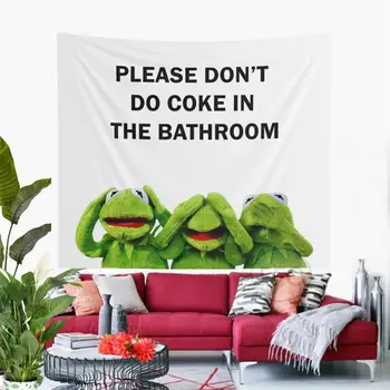 Lütfen Yapmayın Kola Banyo Duvar Dekor Goblen Komik Kermit Kurbağa Meme Goblen Dekorasyon Odası Estetik Tapiz