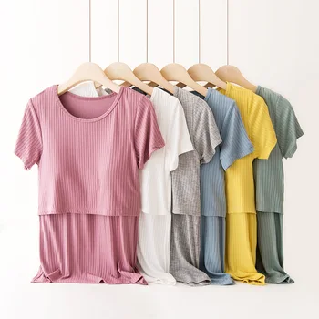 Kadın hamile kıyafetleri Emzirme T Shirt Yaz Kısa Kollu Tankları Hemşirelik Üstleri Hamile Tee Gömlek Pijama Artı Boyutu