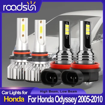 roadsun 6 ADET Araba LED far ampulü Yüksek Düşük İşın Sis İşık Honda Odyssey 2005 2006 2007-2010 İçin Otomatik LED ışıkları 12V 24V 6000K
