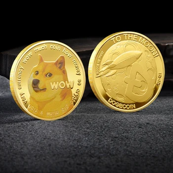 Güzel WOW Altın Kaplama Dogecoin hatıra paraları Sevimli Köpek Desen Köpek Hatıra Paraları Koleksiyonu Hediyeler Ev Dekorasyonu