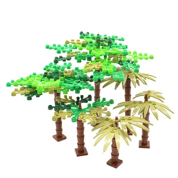Set 127pcs Bahçe Bitki Dalları Bambu Çam Palmiye Ağaçları Yapı taşları Askeri Tuğla MOC Hediyeler Oyuncaklar Çocuklar için 