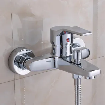 Banyo Duş Musluk Krom Cilalı Duvara Monte Pirinç Gümüş Banyo Duş Musluk Küvet Musluk musluk bataryası