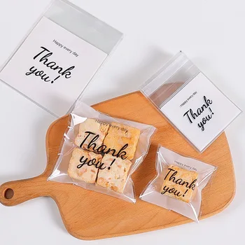 100 adet Teşekkür Ederim Çerezler Ekmek Şeker Düğün Hediye Paketleme Torbaları Plastik Kendinden Yapışkanlı hediye keseleri Doğum Günü Partisi Malzemeleri