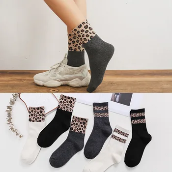 Kadın Çorap Çizgili leopar Çorap Sonbahar Kış Tarzı Noel Kış Çorap Kadın Kadın Komik Çorap 1 pair=2 adet ms24