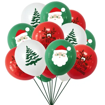 10 adet 12 inç Noel Lateks Balon Noel Baba Geyik Helyum Hava Topları Globos yılbaşı dekoru Ev Şenlikli Parti Süslemeleri