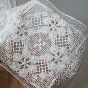 12cm * 5yards Beyaz nakış Pamuk dantel trim için Yumuşak çiçek dantel süslemeler ve şeritler DIY zanaat dikiş aksesuarları