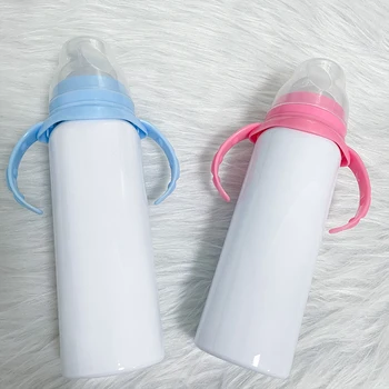 DIY Süblimasyon Sippy saplı şişe Ve Meme 2 Renk süt kupası Özel ısı Transferi İçin Paslanmaz Çelik Biberon