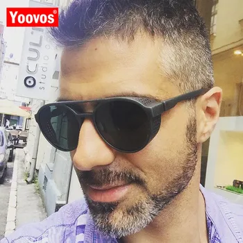 Yoovos 2021 Vintage Punk Güneş Gözlüğü Erkekler Lüks Marka Tasarımcısı Gözlük Alışveriş Sokak Yendi Moda Oculos De Sol Gafas UV400