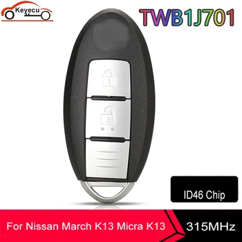 KEYECU Akıllı Uzaktan Araba Anahtarı Fob 2 Düğme 315MHz ID46 Çip Nissan Mart için K13 Micra K13 Yaprak 85E3-1HH0D Model: TWB1J701