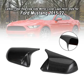 Areyourshop Karbon Fiber Dikiz Yan ayna kapağı Kapaklar Boynuz Tarzı Ford Mustang 2015-22 ıçin Araba aksesuarları