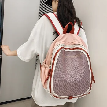 Kadın Sırt Çantası Kore Yüksek Kaliteli Okul Çantası Genç Kız Erkek Bayan Görünür Ön file çanta Büyük Kapasiteli Sırt Çantası