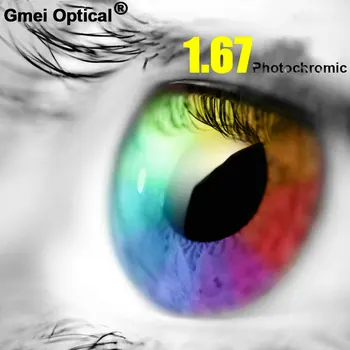 1.67 Yüksek Endeksli Ultra ince Kaplama Fotokromik Gri Tek Vizyon Reçete Lensler Anti-Radyasyon UV400 Renk Değişimi Hızlı