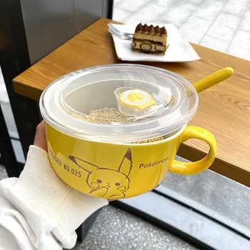 Pokemon Pikachu Anime Çevre Birimleri Seramik çorba kasesi Karikatür Yüksek Kapasiteli Anlık erişte kasesi pirinç kasesi Ev Sofra Hediye