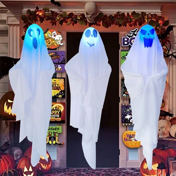Cadılar bayramı Hayalet Asılı Hayalet Avlu Korku Dekorasyon Kolye Mekan Düzeni Sahne Beyaz Hayalet Kapı Kolye üç paket
