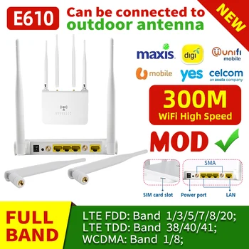 E610 Kablosuz CPE LTE Sım Kart 4g WIFI yönlendirici 300 Mbps FDD / TDD Avrupa Afrika Asya Kilidini SMA Harici Antenler WAN / LAN RJ45 Port
