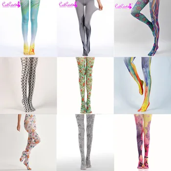 Sıcak Satış Tasarımcıları Yüksek Kaliteli Dijital Baskı Tayt Moda Boya Desen Külotlu Yumuşak Kış Renkli Çorap Bayan Kızlar
