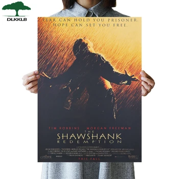 DLKKLB Klasik Shawshank Redemption Film Afiş Dekor Vintage Poster Sanat Retro Dekoratif Boyama 51X36 cm Duvar Sticker