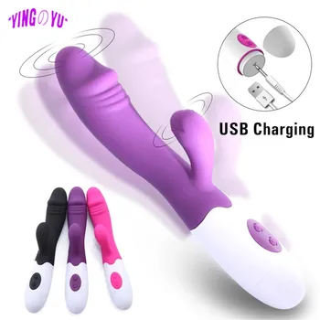 USB Şarj Edilebilir 30 Hız G Noktası Tavşan Vibratör Yapay Penis Erotik Seks Oyuncakları Kadınlar için Vajinal Klitoral Masaj Kadın Masturbator
