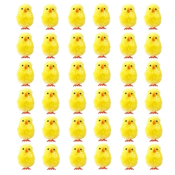 36 Adet Sevimli Simülasyon Mini Paskalya Civciv Bulanık Kabarık Sarı Tavuk paskalya yumurtası Avı Sepeti Dolgu Parti İyilik Oyuncaklar