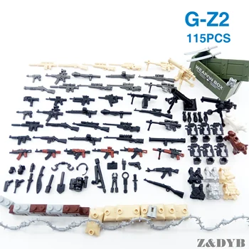 115 ADET Silah Kutusu Silahlar Mini Asker Aksesuarları Askeri Serisi Yapı Taşı Figürleri Ordu Kitleri Modeli Tuğla Çocuk Çocuk Oyuncak