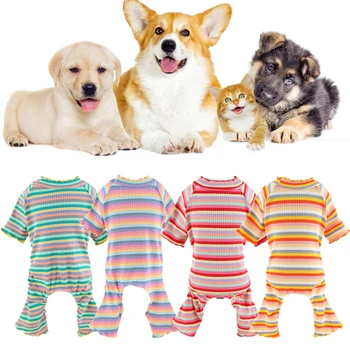 Pamuk Köpek Pijama Şerit Klasik Pet Tulum Kış Köpek Giysileri Küçük Köpek Yavru Kedi Kostüm Chihuahua Yorkie Kaniş Kıyafet
