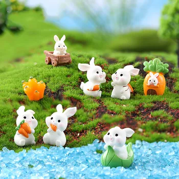 Yeni Figürler Minyatür Karikatür Tavşan Mikro Peyzaj Süsler Ev Dekorasyon İçin Kawaii Hayvan Odası Dekor Masa Aksesuarları