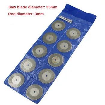 10 ADET Zımpara Elmas Kaplı Çift Taraflı Kesme Diskleri Kesilmiş Bıçak taşlama diski 3.0 mm Mandrel Dremel Döner Araçları İçin