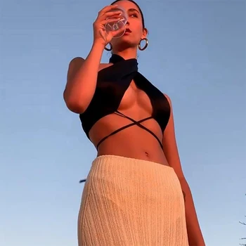 Kadın Üst Yaz Kırpma Üst Mini Backless Artı Boyutu Kombinezonlar Seksi Moda Tankı Femme T-Shirt Korse Iç Çamaşırı Egzotik Kostüm 18