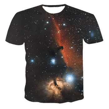 Yaz Kısa kollu T gömlek Yıldız Komik T Shirt Gece Gökyüzü Gömlek Uzay 3d T-shirt Giyim Tees Erkekler Rahat Üst Tee Çocuk