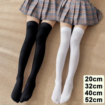 JK Kadın Çorap Sevimli Siyah Beyaz Lolita Uzun Sıkı Çorap Düz Renk diz üstü çorap Moda Kawaii Cosplay Seksi Naylon Çorap