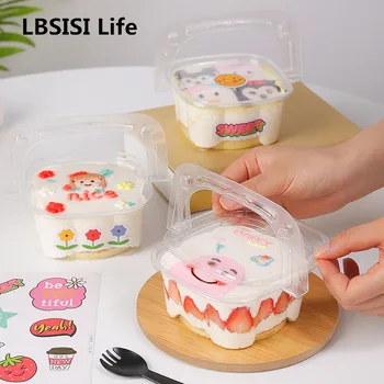 LBSISI Ömrü 50 adet Şeffaf Yoğurt Ambalaj Kutuları Dekorasyon Köpük Macaron Tatlı Tadı Doğum Günü Düğün Parti Favor Pişirme