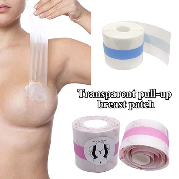 1 adet Şeffaf Meme Kaldırma Bandı Yumuşak Vücut Boob Push Up Kendinden Yapışkanlı Bant Görünmez Boobtape Sutyen Büyük Göğüsler Kadın Elbiseler