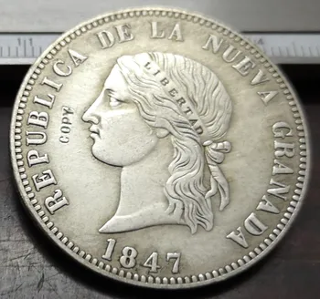 1847 Kolombiya 16 Peso bakır desen strike, Cumhuriyeti Nueva Granada Kopya para