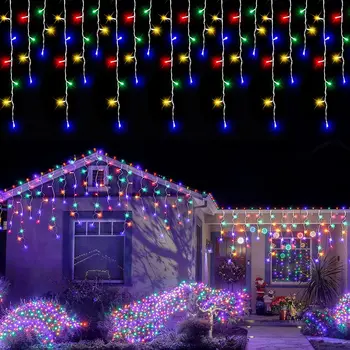 Noel dekorasyon 2023 Led saçağı ışık açık perde ışık sokak garland ev sarkıt 0.4/0.5/0.6 m Yeni Yıl Dekoru