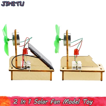 2 İn 1 Güneş Fanı Modeli Kitleri Oyuncaklar Çocuklar için Fiziksel Bilim Deney Montaj eğitici oyuncak Ahşap DIY Modelleri Hobiler