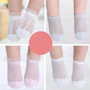 5 Çift / grup 2019 Yeni sevimli moda bahar ve yaz ince pamuklu örgü çocuk çorap içi boş bebek çorap