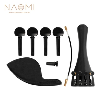 NAOMI 1 Set Plastik Keman Aksesuarları Dahil Tailpiece+Çenelik+Endpin+Kuyruk Gut+4 Tuning Kazıklar İçin 4/4 3/4 1/2 1/4 1/8 Keman
