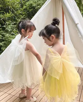 Kızlar Yaz Yeni Moda Elbise Çocuk TuTu Elbiseler Tatlı Örgü Çocuklar Lüks Elbise Prenses Doğum Günü Elbise