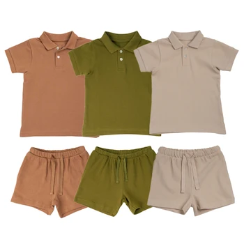 Yaz Toddler Bebek Giysileri Kısa Kollu Polo gömlek + Şort Kıyafetler Çocuklar Erkek Kız pamuklu üst giyim T-shirt Bebek Giyim Seti 0-5Y