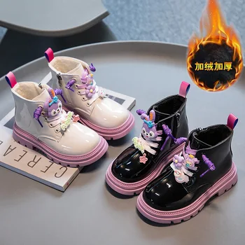 Çocuk çizmeleri Kızlar İçin Kış sıcak ayakkabı Çocuklar için Kürk Çizmeler Chelsea Ayak Bileği Kızlar Toddlers platform patik PEMBE, MOR, SİYAH,
