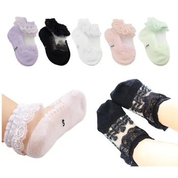 Dantel Çiçek Prenses Örgü Çorap Kızlar Yaz İnce Çorap Yenidoğan Bebek Bebek Yürümeye Başlayan Çorap Çocuklar Fırfır Çorap Küçük Kız için
